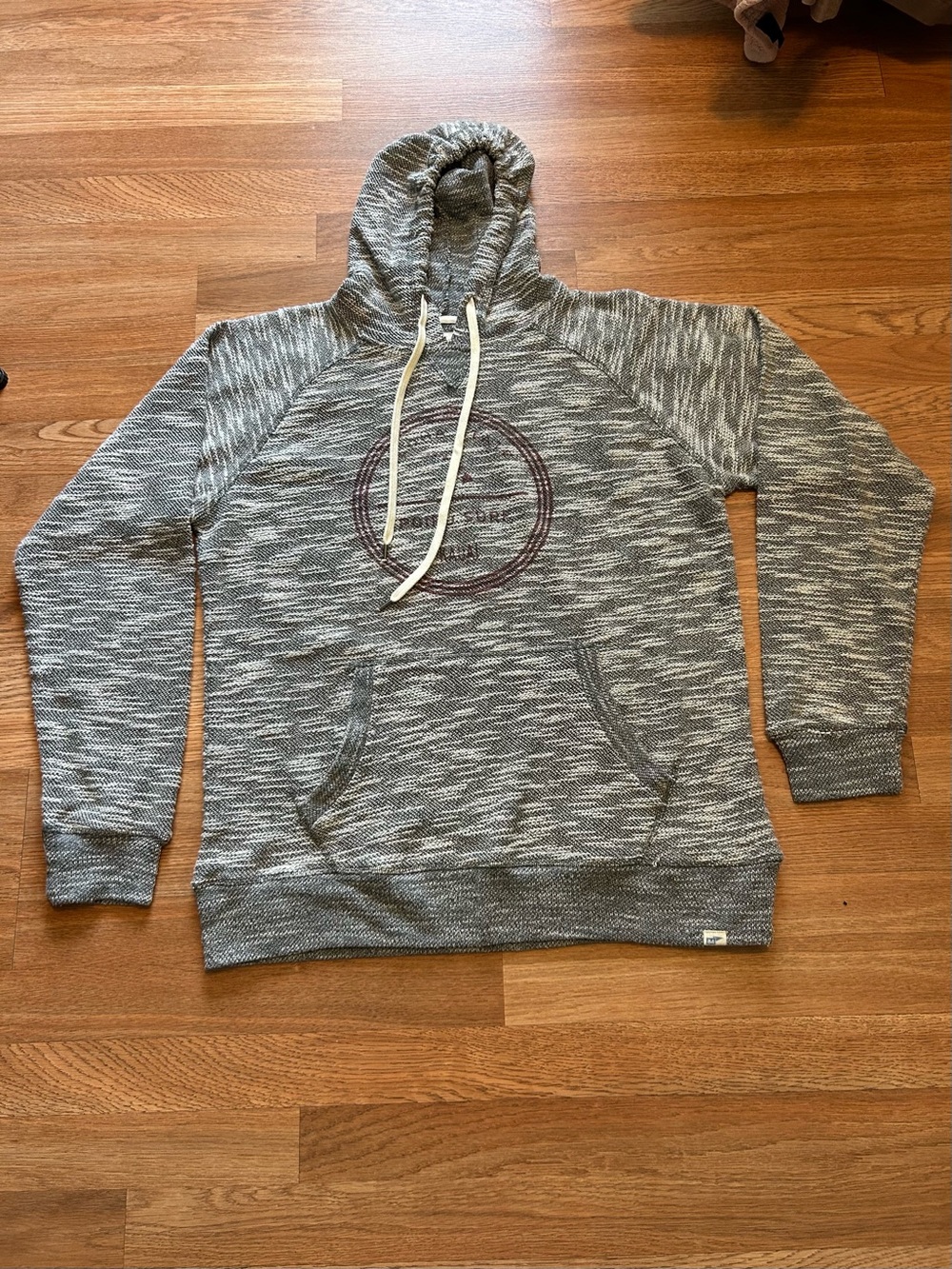 Blue 84 Gray Marled Pullover Hoodie with Chest Emblem.Size large